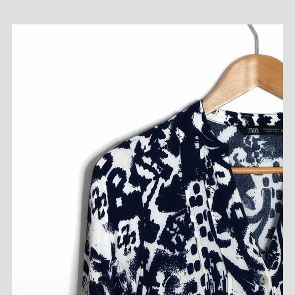 Zara Mini Dress Tunic Oversized Loose Long Sleeve Flounce Bottom Button Front - Picture 6 of 16